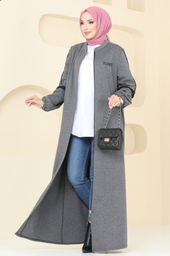 moda selvim Abaya PL9092 Gray - Thumbnail