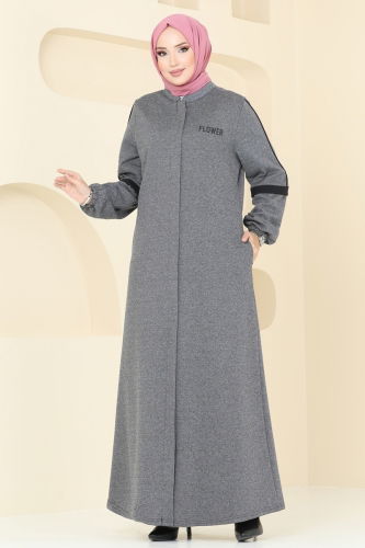 moda selvim Abaya PL9092 Gray - Thumbnail