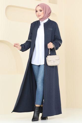 moda selvim Abaya PL9092 Indigo - Thumbnail