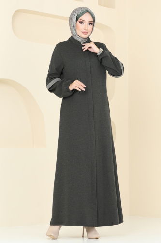 moda selvim Abaya PL9092 Khaki - Thumbnail