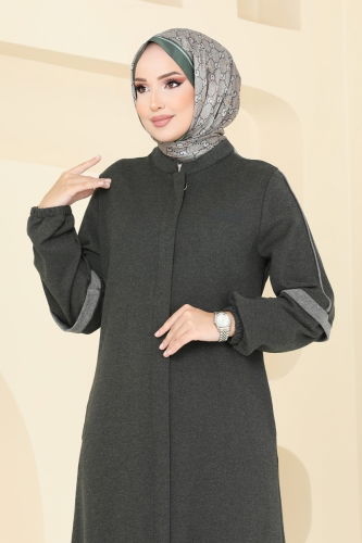 moda selvim Abaya PL9092 Khaki - Thumbnail