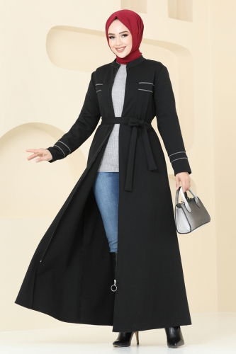 moda selvim Abaya PL9095 Black - Thumbnail