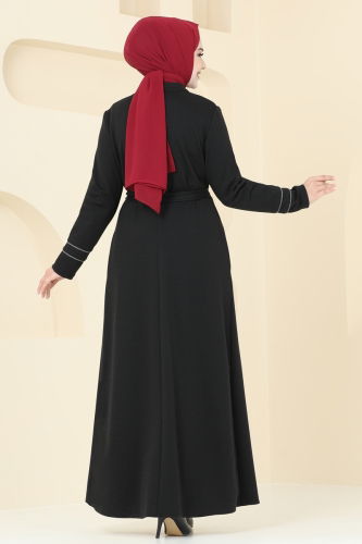 moda selvim Abaya PL9095 Black - Thumbnail