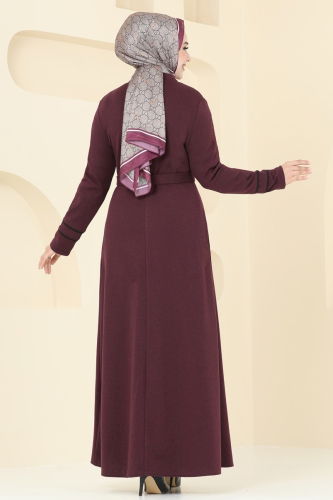 moda selvim Abaya PL9095 Burgundy - Thumbnail