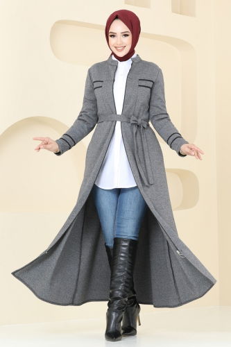 moda selvim Abaya PL9095 Gray - Thumbnail