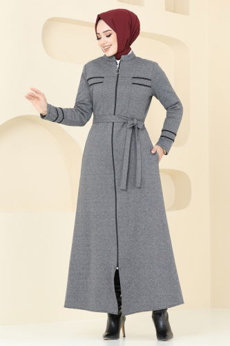 moda selvim Abaya PL9095 Gray - Thumbnail