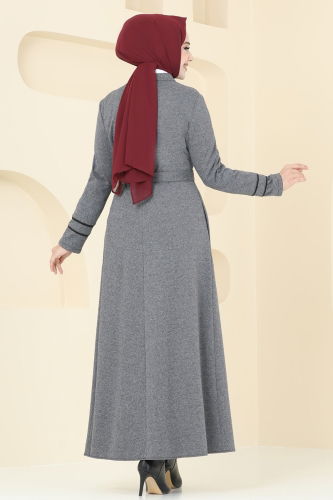 moda selvim Abaya PL9095 Gray - Thumbnail