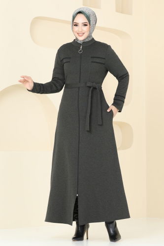 moda selvim Abaya PL9095 Khaki - Thumbnail