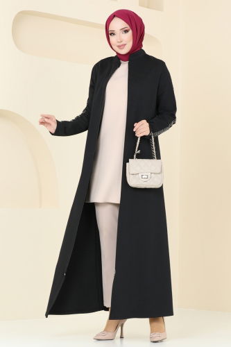 moda selvim Abaya PL9100 Black - Thumbnail