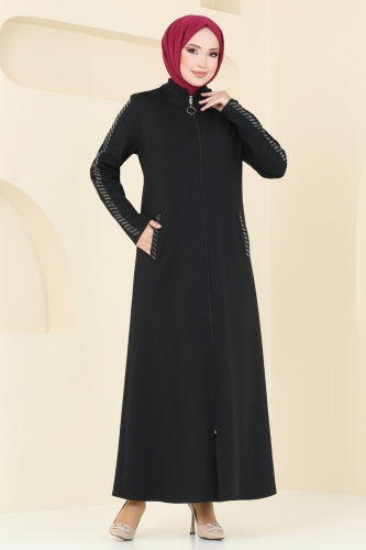 moda selvim Abaya PL9100 Black - Thumbnail