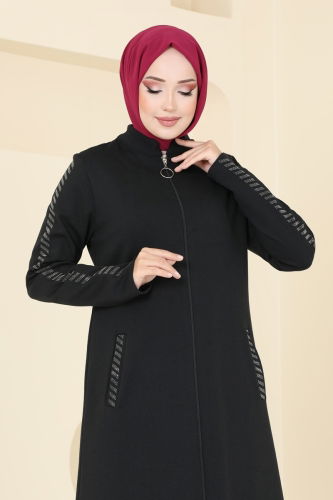 moda selvim Abaya PL9100 Black - Thumbnail