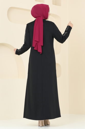 moda selvim Abaya PL9100 Black - Thumbnail