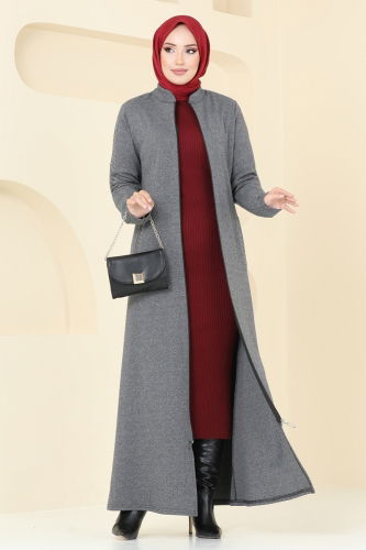 moda selvim Abaya PL9100 Gray - Thumbnail