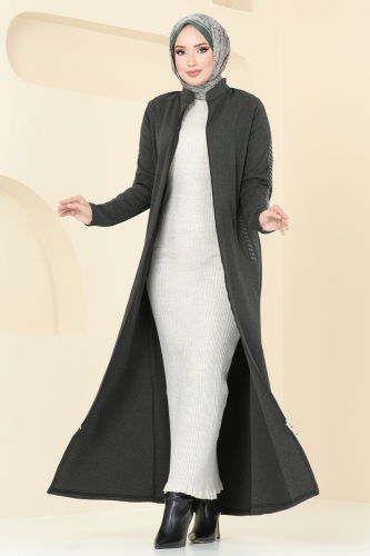 moda selvim Abaya PL9100 Khaki - Thumbnail