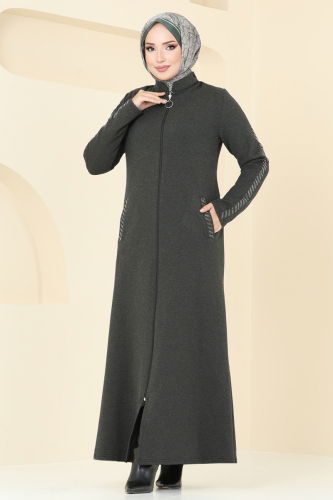 moda selvim Abaya PL9100 Khaki - Thumbnail