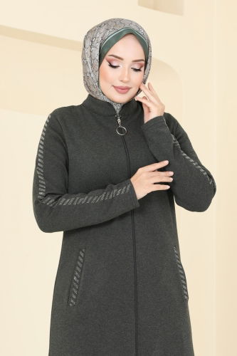 moda selvim Abaya PL9100 Khaki - Thumbnail