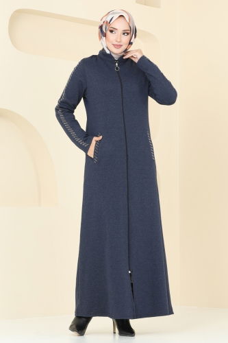 moda selvim Abaya PL9100 Navy Blue - Thumbnail