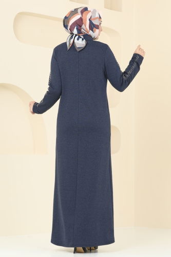 moda selvim Abaya PL9100 Navy Blue - Thumbnail