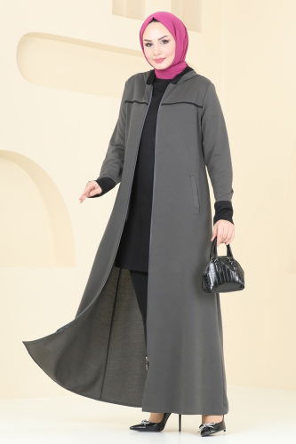 moda selvim Abaya PL9110 Anthracite - Thumbnail