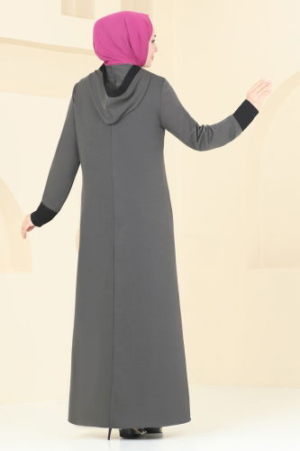 moda selvim Abaya PL9110 Anthracite - Thumbnail