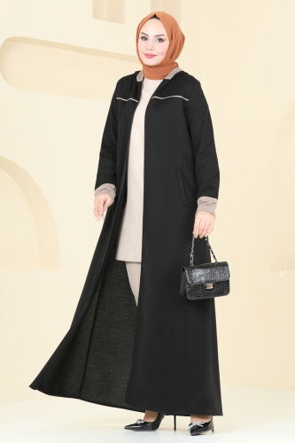 moda selvim Abaya PL9110 Black - Thumbnail