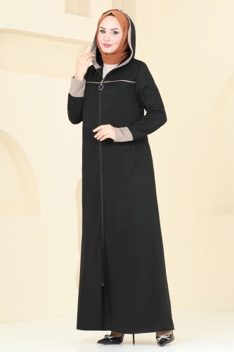 moda selvim Abaya PL9110 Black - Thumbnail