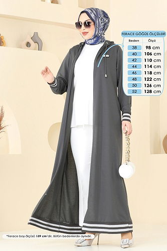 moda selvim Abaya PL9126 Anthracite - Thumbnail