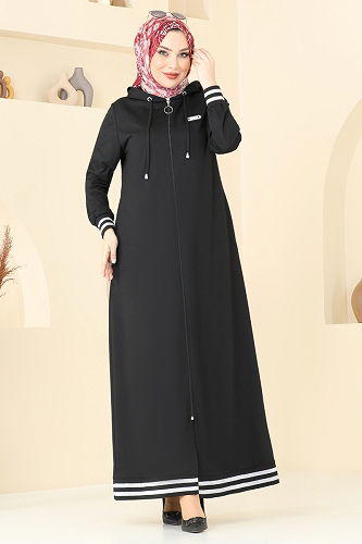 moda selvim Abaya PL9126 Black - Thumbnail