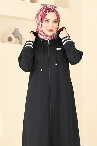 moda selvim Abaya PL9126 Black - Thumbnail