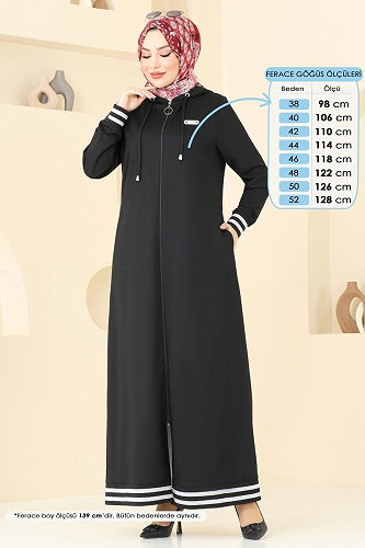 moda selvim Abaya PL9126 Black - Thumbnail