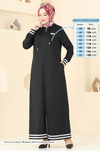 moda selvim عباءة أسود PL9126 - Thumbnail