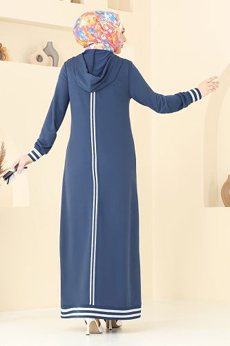 moda selvim Abaya PL9126 Indigo - Thumbnail