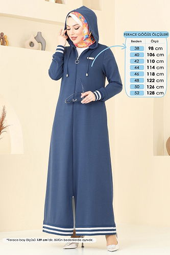 moda selvim Abaya PL9126 Indigo - Thumbnail