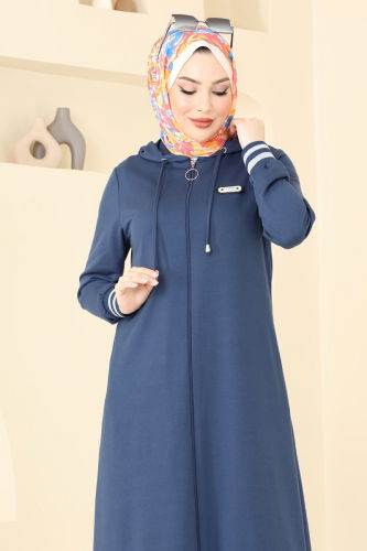 moda selvim عباءة ازرق PL9126 - Thumbnail