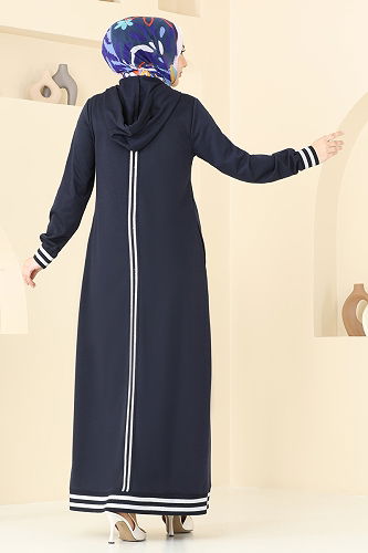 moda selvim Abaya PL9126 Navy Blue - Thumbnail