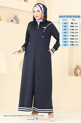 moda selvim Abaya PL9126 Navy Blue - Thumbnail