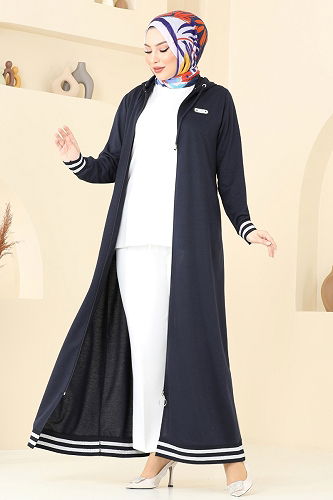 moda selvim عباءة كحلي PL9126 - Thumbnail