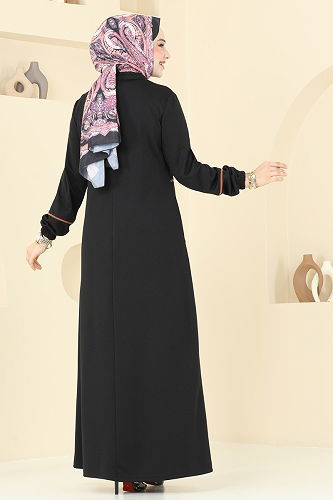 moda selvim Abaya PL9129 Black - Thumbnail