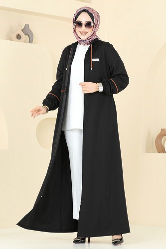 moda selvim Abaya PL9129 Black - Thumbnail