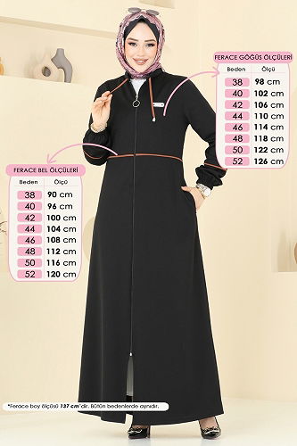 moda selvim Abaya PL9129 Black - Thumbnail
