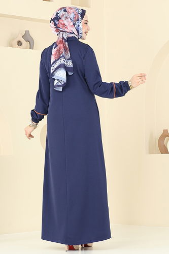 moda selvim Abaya PL9129 Navy Blue - Thumbnail