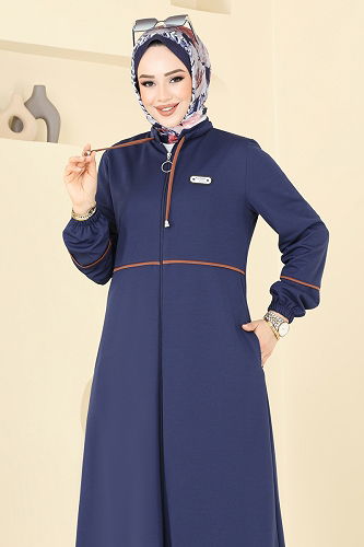 moda selvim عباءة كحلي PL9129 - Thumbnail