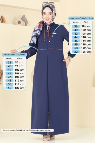 moda selvim عباءة كحلي PL9129 - Thumbnail