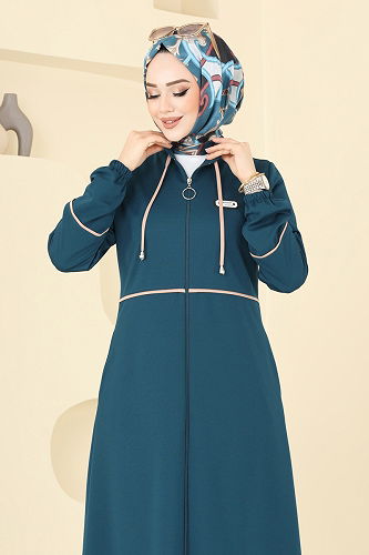 moda selvim عباءة بترولي PL9129 - Thumbnail