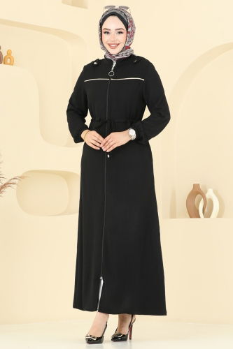 moda selvim Abaya PL9150 Black - Thumbnail