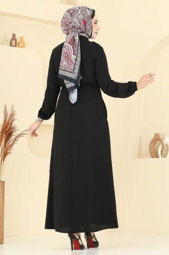 moda selvim Abaya PL9150 Black - Thumbnail