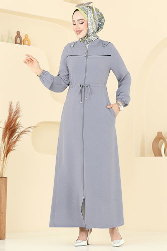 moda selvim Abaya PL9150 Gray - Thumbnail