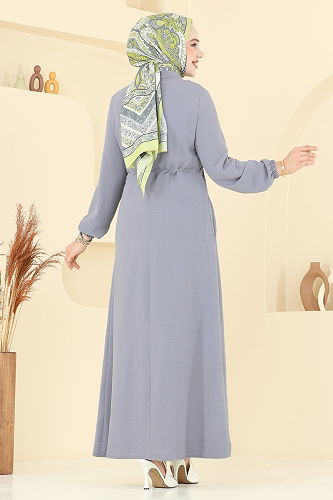 moda selvim عباءة رمادي PL9150 - Thumbnail