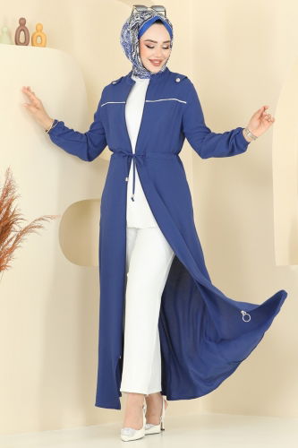 moda selvim Abaya PL9150 Indigo - Thumbnail