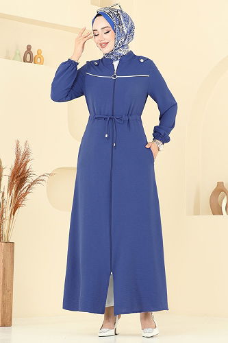 moda selvim Abaya PL9150 Indigo - Thumbnail